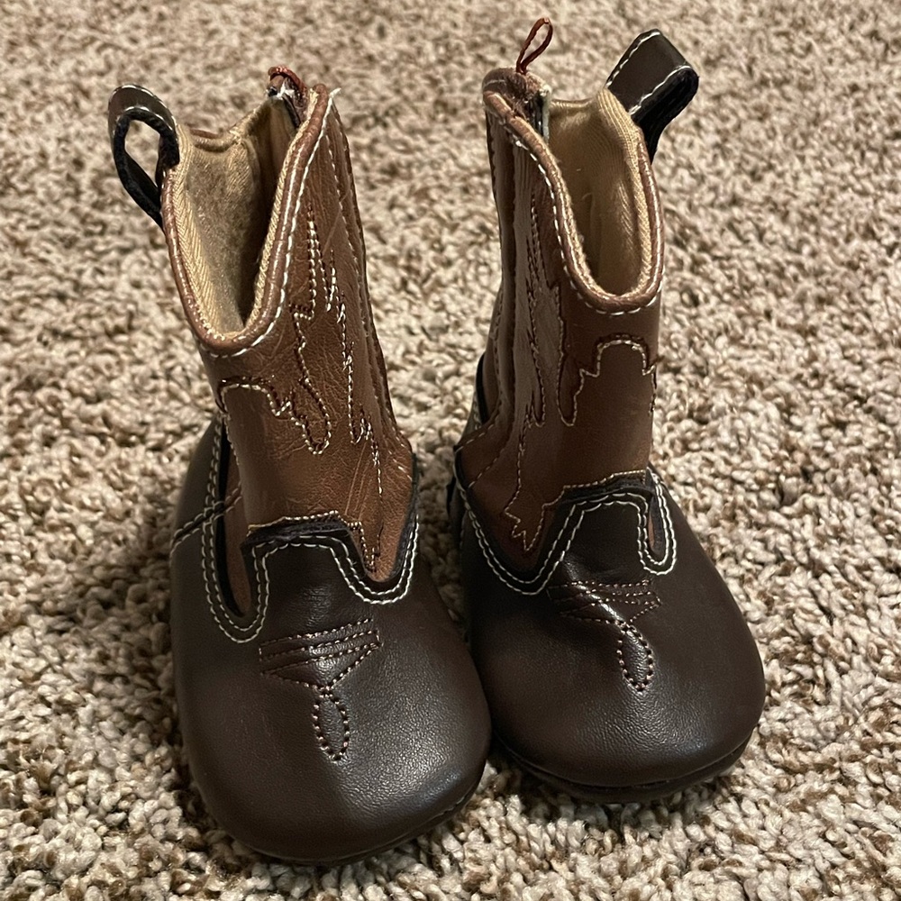 Infant (0-6mo) Brown Cowboy Boots - Mudpie
